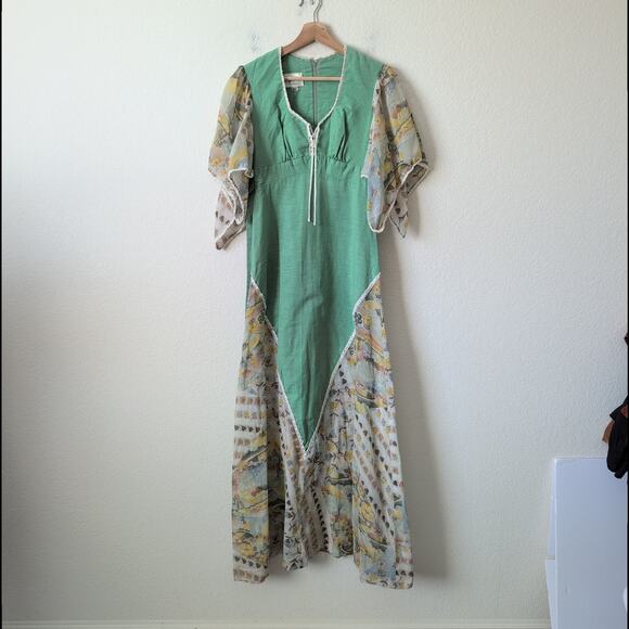 Vintage 70s Roberta California Dress S/M Floral Boho Cottagecore Prairie Flowy - Picture 15 of 16